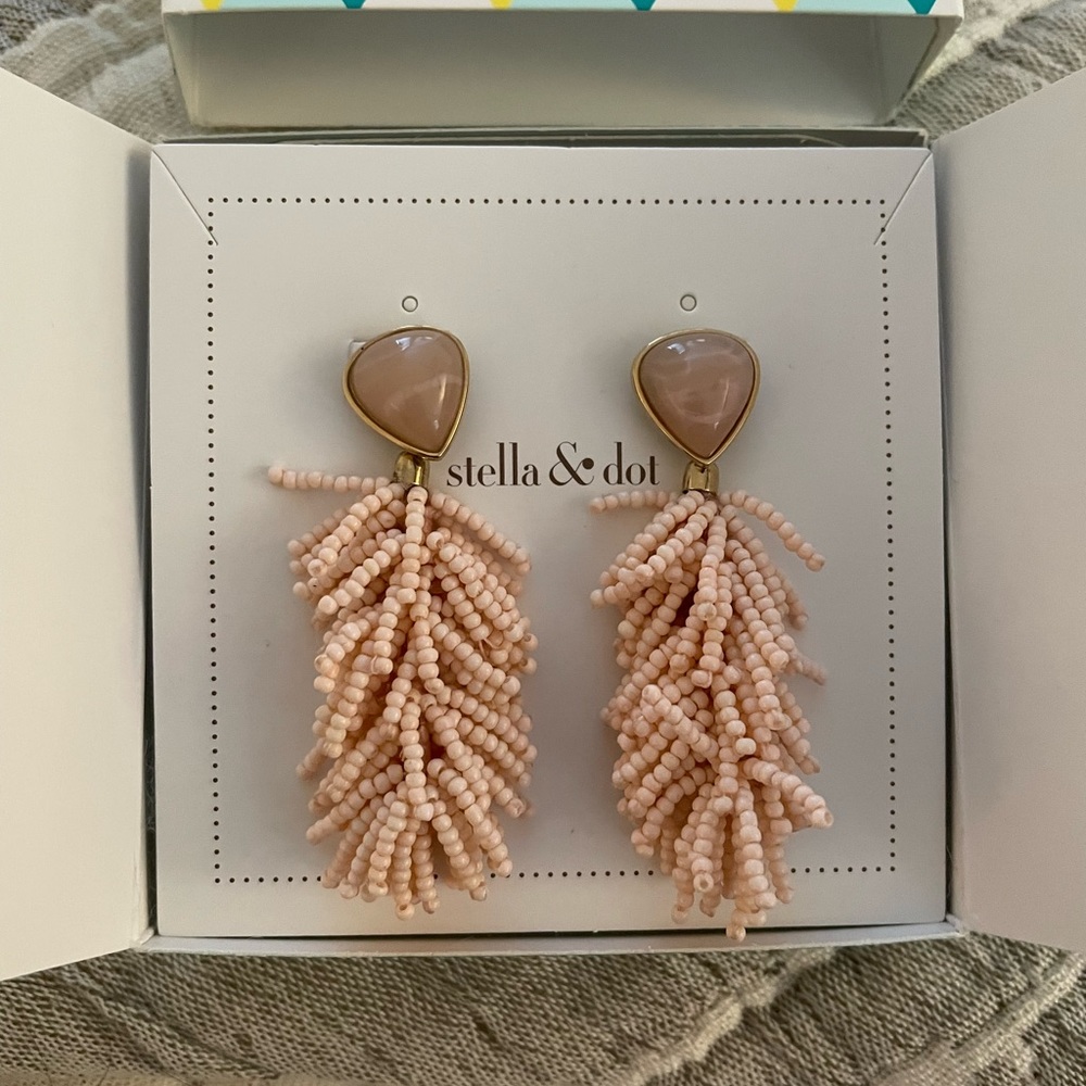 Riva Tassel Earrings, Blush EUC in box